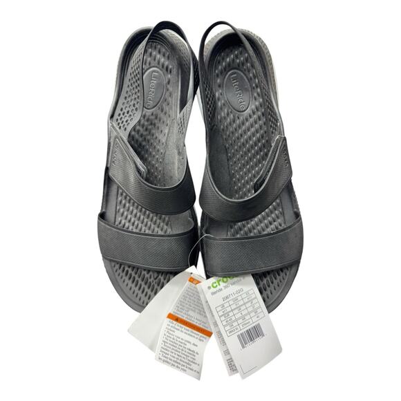 Crocs LiteRide 360 Sandals for Women, Black/Light Grey 11 Casual Beach Vacation - Picture 2 of 10
